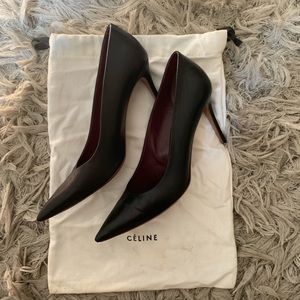 Celiné Black Leather Heels